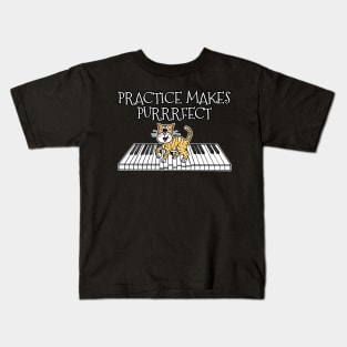Cat Piano Kitten Practice Makes Purrrfect Kids T-Shirt